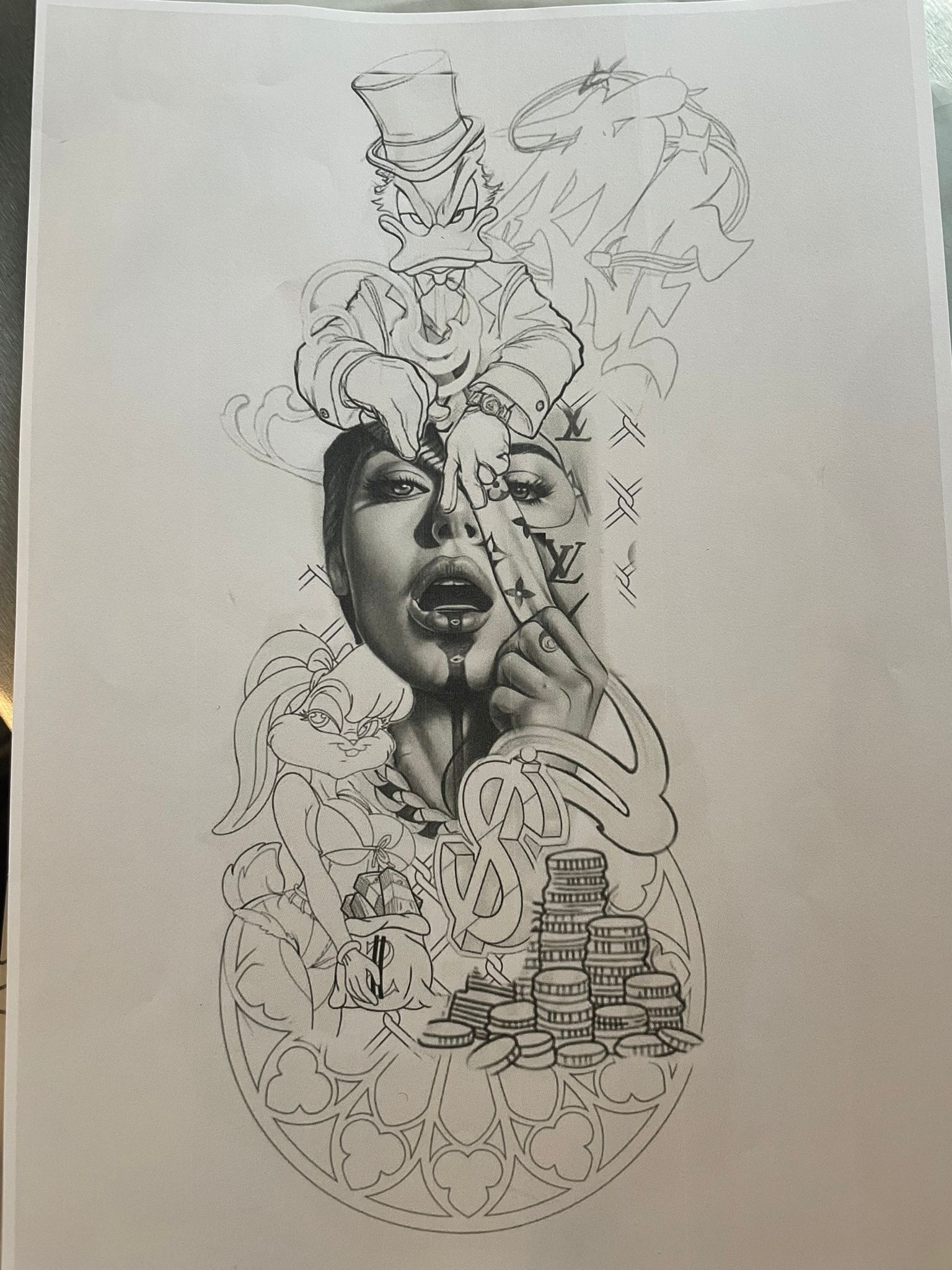 Tattoo concept sketch by Michael Lisney